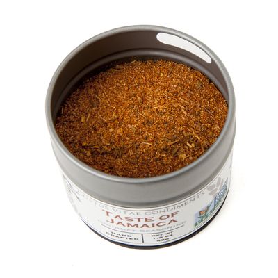 Taste of Jamaica Jerk Seasoning &amp; Spice Blend - Authentic Artisanal Gourmet Blend - Non GMO - Crafted In Small Batches - All Natural - Magnetic Tin - Hand Packed - 1.5 Ounce