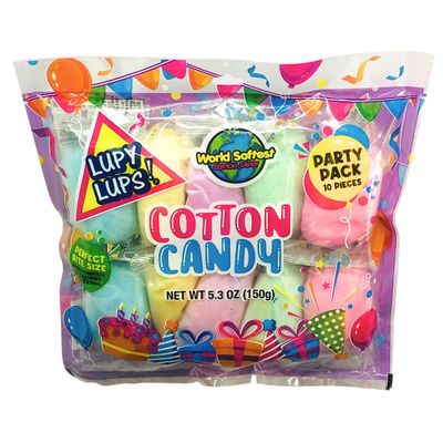 Lupy Lups! Cotton Candy Party Pack - 0.5 oz Each, Individually Wrapped Small bags - Perfect for Stockings, Treats, Party Favors, Buffet Tables, and Piatas