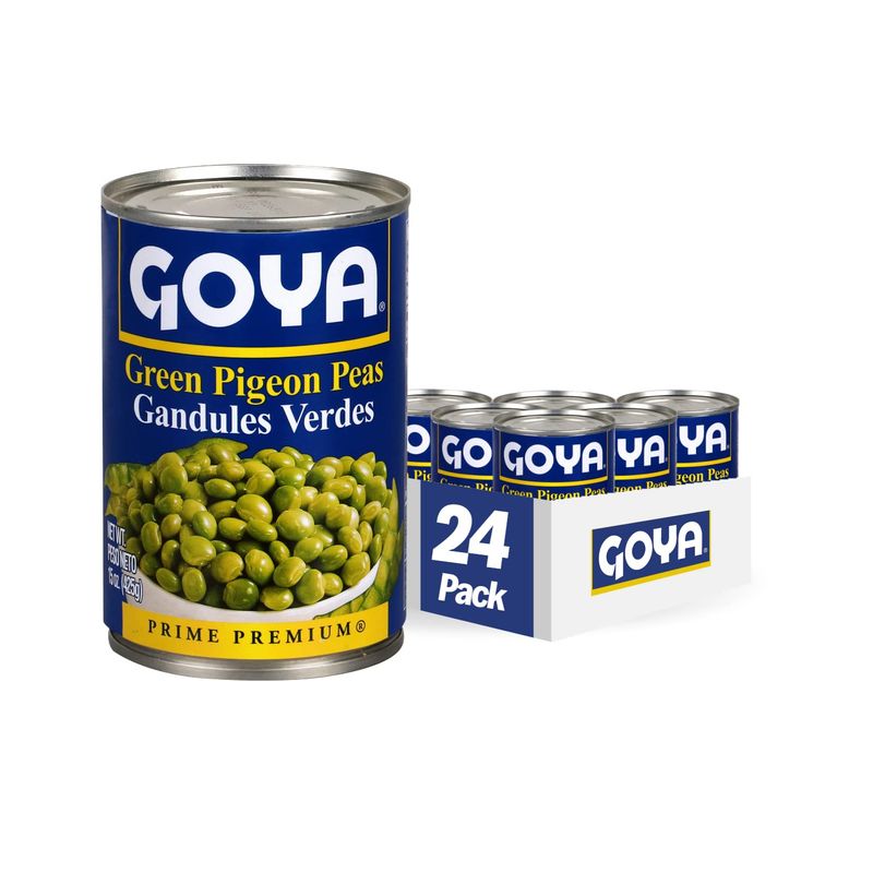 Goya Foods Green Pigeon Peas (Gandules), 15 Ounce (Pack of 24)