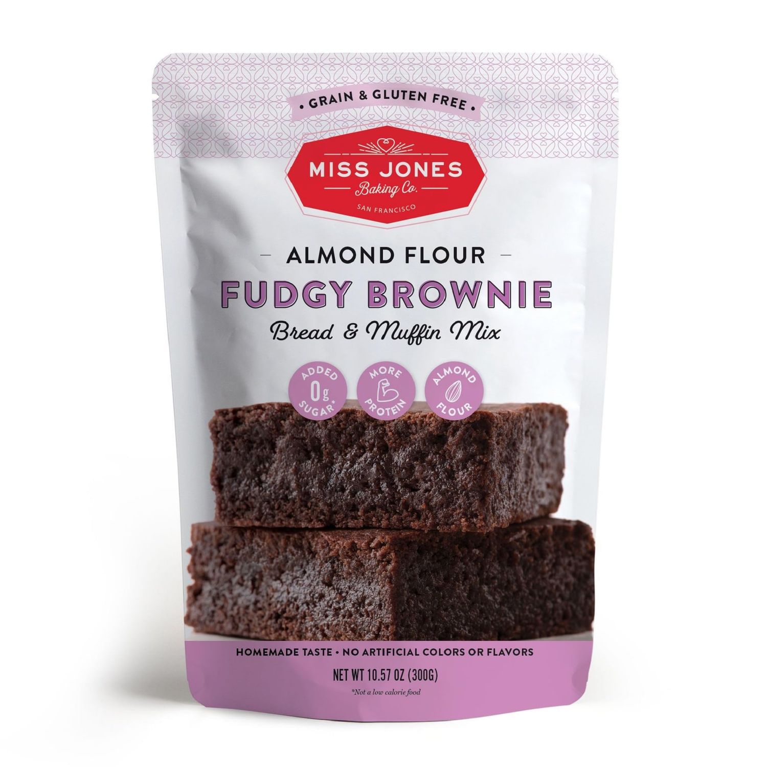 Miss Jones Baking Brownie Mix - Almond Flour, Gluten Free, Low Carb, No Sugar Added, Naturally Sweetened Desserts &amp; Treats - Keto, Diabetic, Atkins, WW, and Paleo Friendly (Pack of 1)