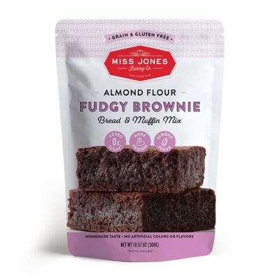 Miss Jones Baking Brownie Mix - Almond Flour, Gluten Free, Low Carb, No Sugar Added, Naturally Sweetened Desserts &amp; Treats - Keto, Diabetic, Atkins, WW, and Paleo Friendly (Pack of 1)
