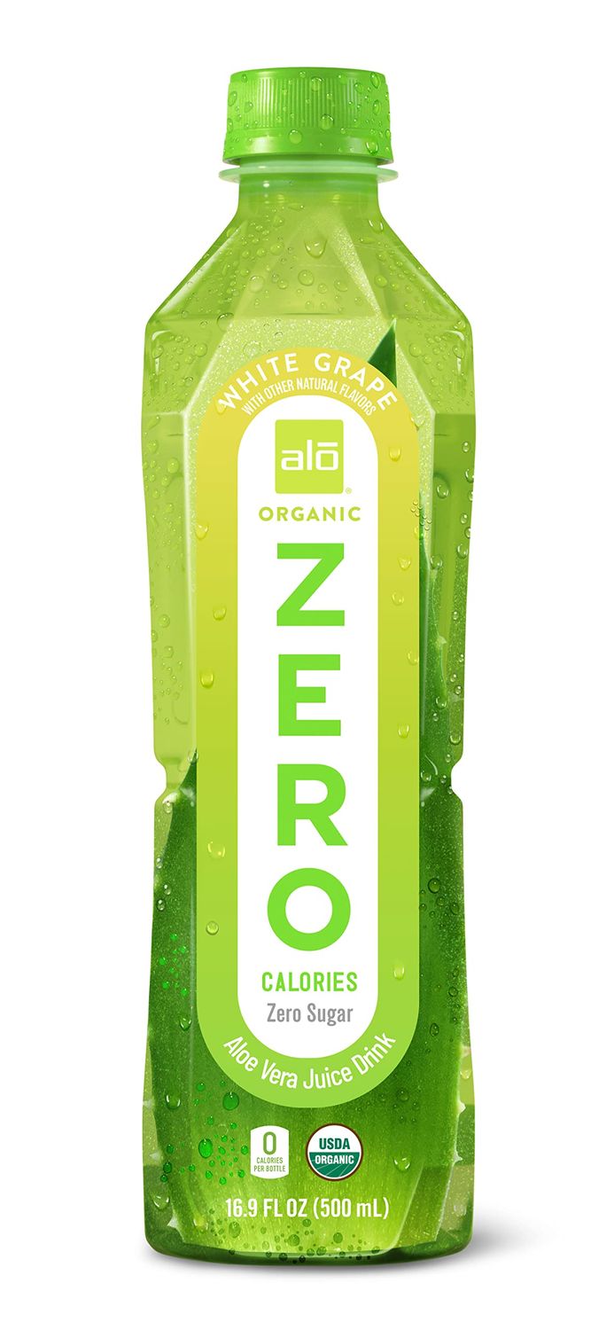 ALO ORGANIC ZERO Aloe Vera Juice, White Grape | 16.9 fl oz, Pack of 12 | Zero Calorie, Aloe Vera, Sugar Plant-Based Drink