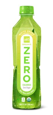 ALO ORGANIC ZERO Aloe Vera Juice, White Grape | 16.9 fl oz, Pack of 12 | Zero Calorie, Aloe Vera, Sugar Plant-Based Drink