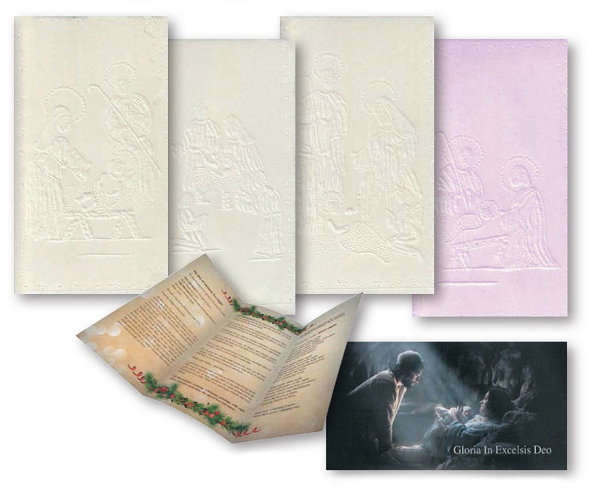 Glory in Excelsis Deo White and Pink Traditional Oplatki Christmas Wafers Set with Prayer and Explanation Pamphlet