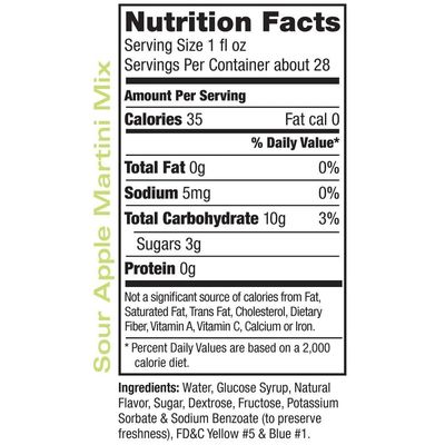 Amoretti - Premium Sour Apple Martini Mix - 7 Servings Per Bottle (28 oz), Made with Real Fruit, Gluten Free, Vegan, Kosher, Easy to Use