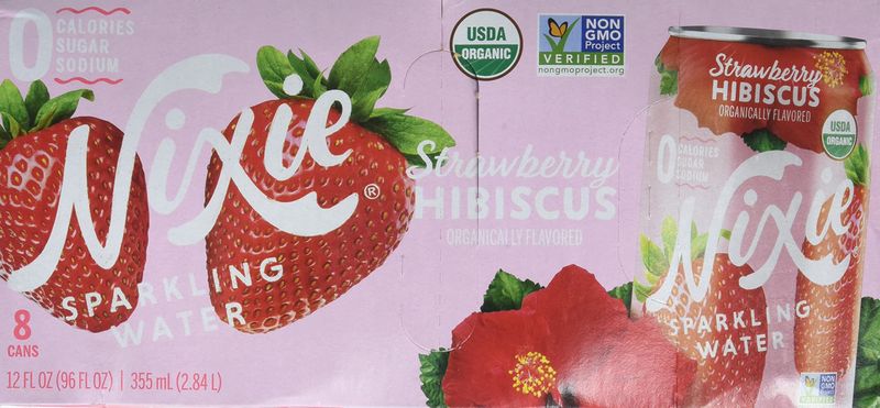 Nixie Organic Strawberry Hibiscus Sparkling Water, 8 Pack, Non GMO, 96 Fluid Ounce (Pack of 3)