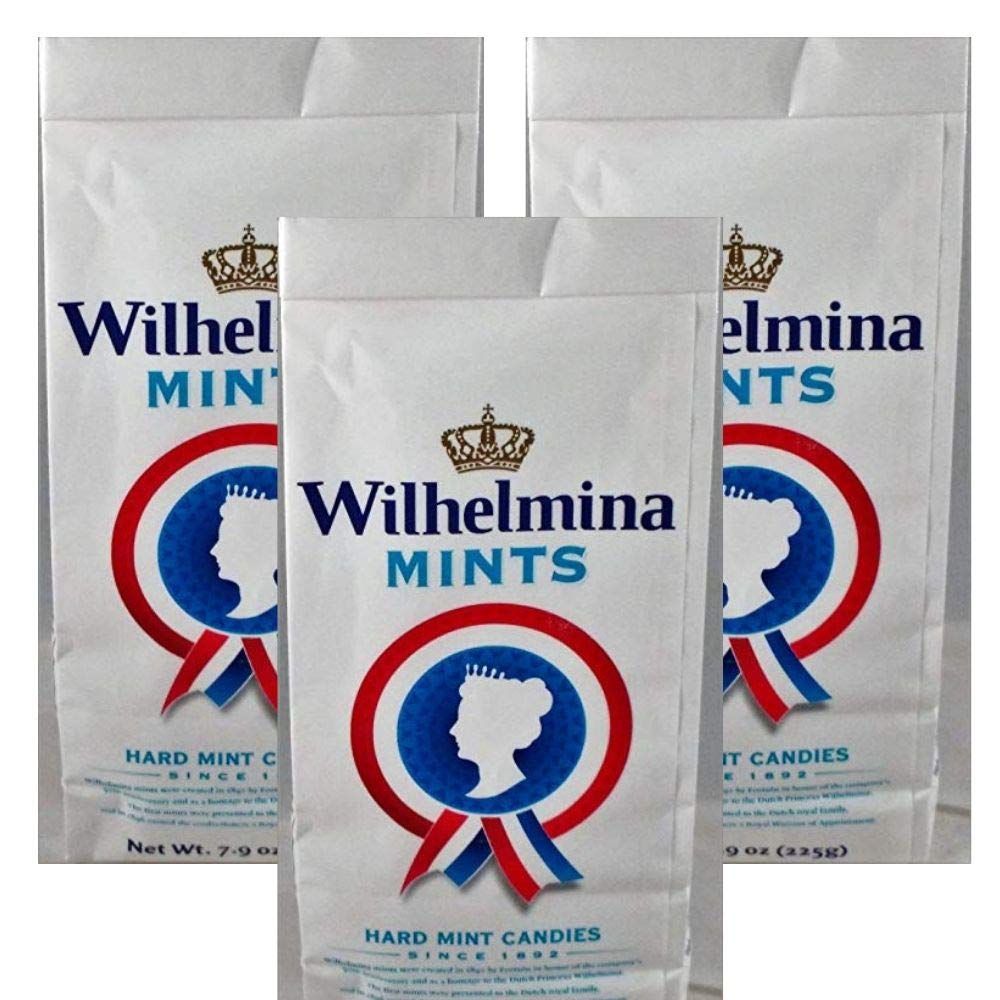 Fortuin Wilhelmina Peppermints Candy - (3-Packs) - Dutch Holland Hard White Mints Candies, 7.9 oz. Per Bag