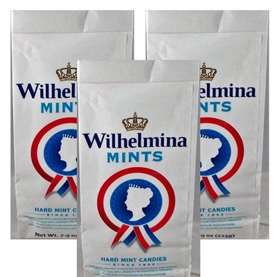 Fortuin Wilhelmina Peppermints Candy - (3-Packs) - Dutch Holland Hard White Mints Candies, 7.9 oz. Per Bag
