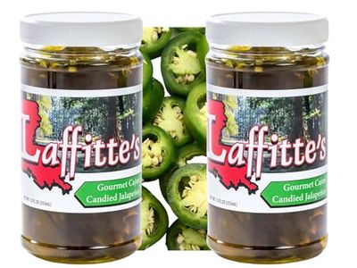 Laffitte&#39;s Sweet Candied Jalapeno Pepper Slices 12 Ounce Jar 2 Pack | Perfect Over Your Favorite Cheese and For Stuffing Your Bacon Wrapped Meats On The Grill | Add A Perfect Kick To Any Entree