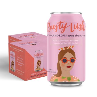 Busty Lush Non-Alcoholic Grapefruit Paloma, Craft Sparkling Mocktail, Low Sugar and Low Calorie, Featuring Grapefruit, Lime and Real Agave, 8 Pack