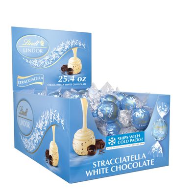 Lindt LINDOR Stracciatella White Chocolate Candy Truffles, Chocolates with Smooth, Melting Truffle Center, 25.4 oz., 60 Count