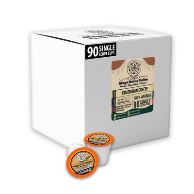 Mega Beans Coffee Single Serve Coffee Pods, Compatible with Keurig 2.0 K Cups Coffee Brewer / 100% Arabica Fresh Roasted Coffee (90, Colombia Excelso)
