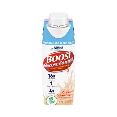 BOOST Glucose Control Ready to Drink Nutritional Drinks, Creamy Strawberry, 8 fl oz Carton (4 x 6 Packs)