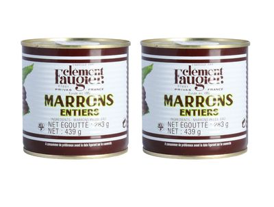 Clement Faugier Whole Cooked Chestnuts 15.5oz - French Ardeche Marrons Entiers Cooked (2 Pack)