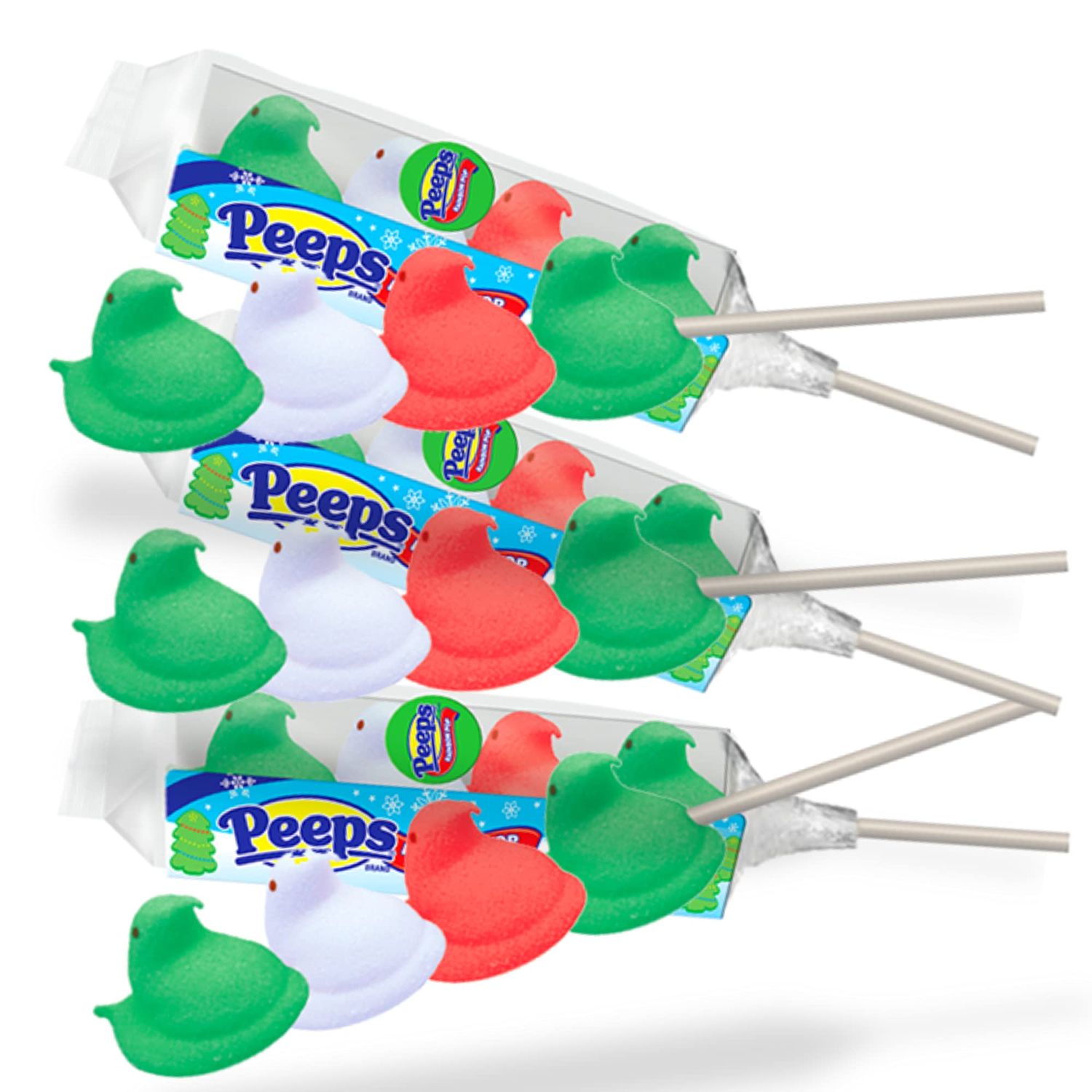 Holiday Peeps Christmas Stocking Stuffer Marshmallow Chicks Pop, 1.3 oz, Pack of 3