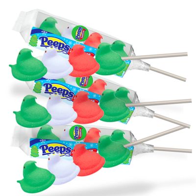 Holiday Peeps Christmas Stocking Stuffer Marshmallow Chicks Pop, 1.3 oz, Pack of 3