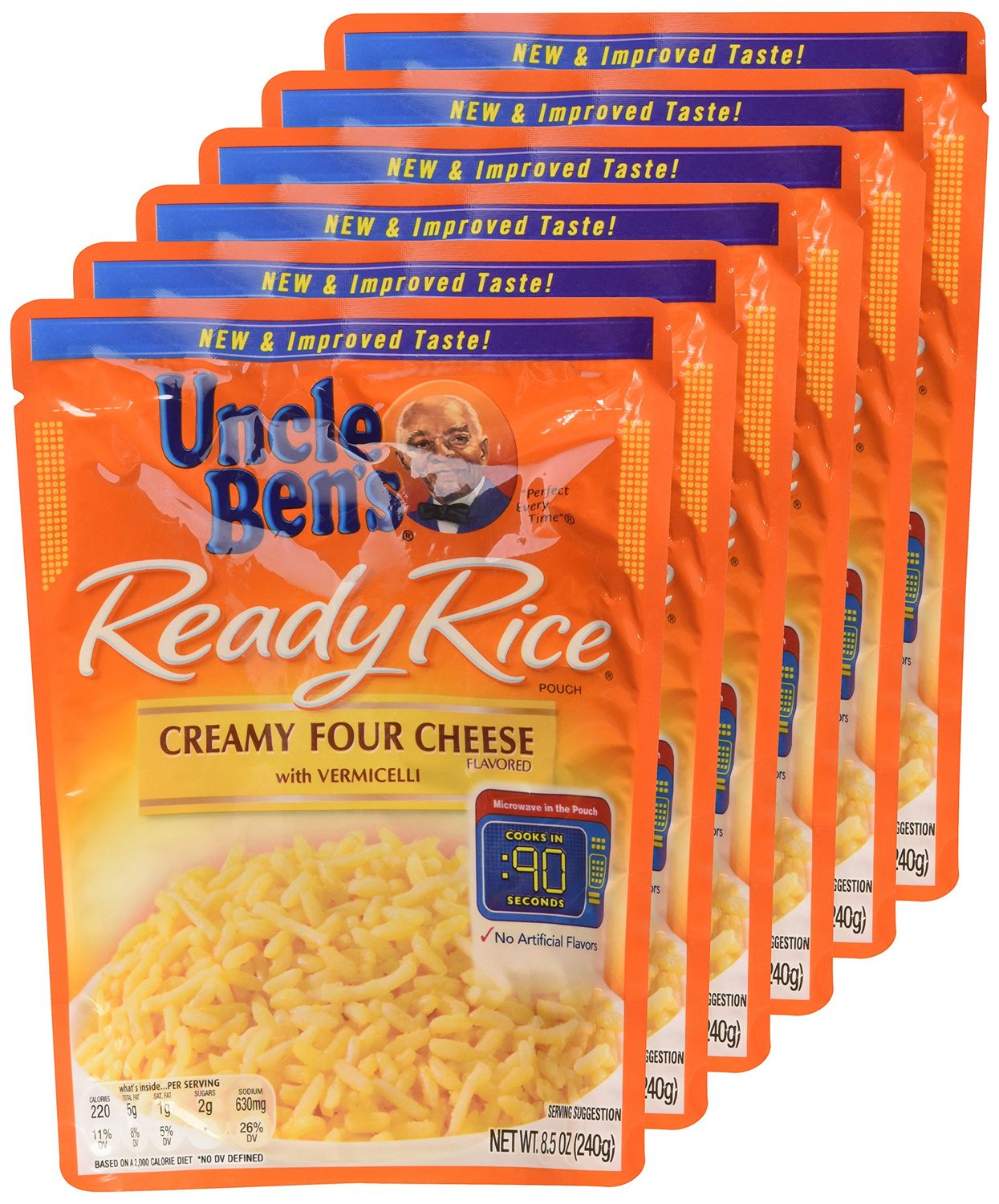 Uncle Ben&#39;s, Ready Rice, Creamy Four Cheese, 8.5oz Pouch (Pack of 6)