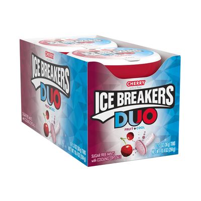 Ice Breakers Duo Fruit Plus Cool Cherry Sugar Free Mints Tins, 1.3 oz (8 Count)