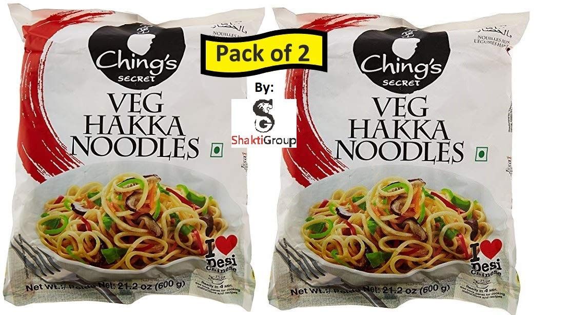 Pack of 2 - Ching&#39;s Secret Veg Hakka Noodles (Ching&#39;s Chinese Desi Chinese) 21.2 Oz (600 gm)