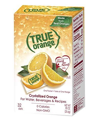 TRUE ORANGE Water Enhancer (32 Packets) | Zero Calorie Water Flavoring | For Water, Bottled Water, Iced Tea &amp; Recipes | Water Flavor Packets Made with Real Oranges