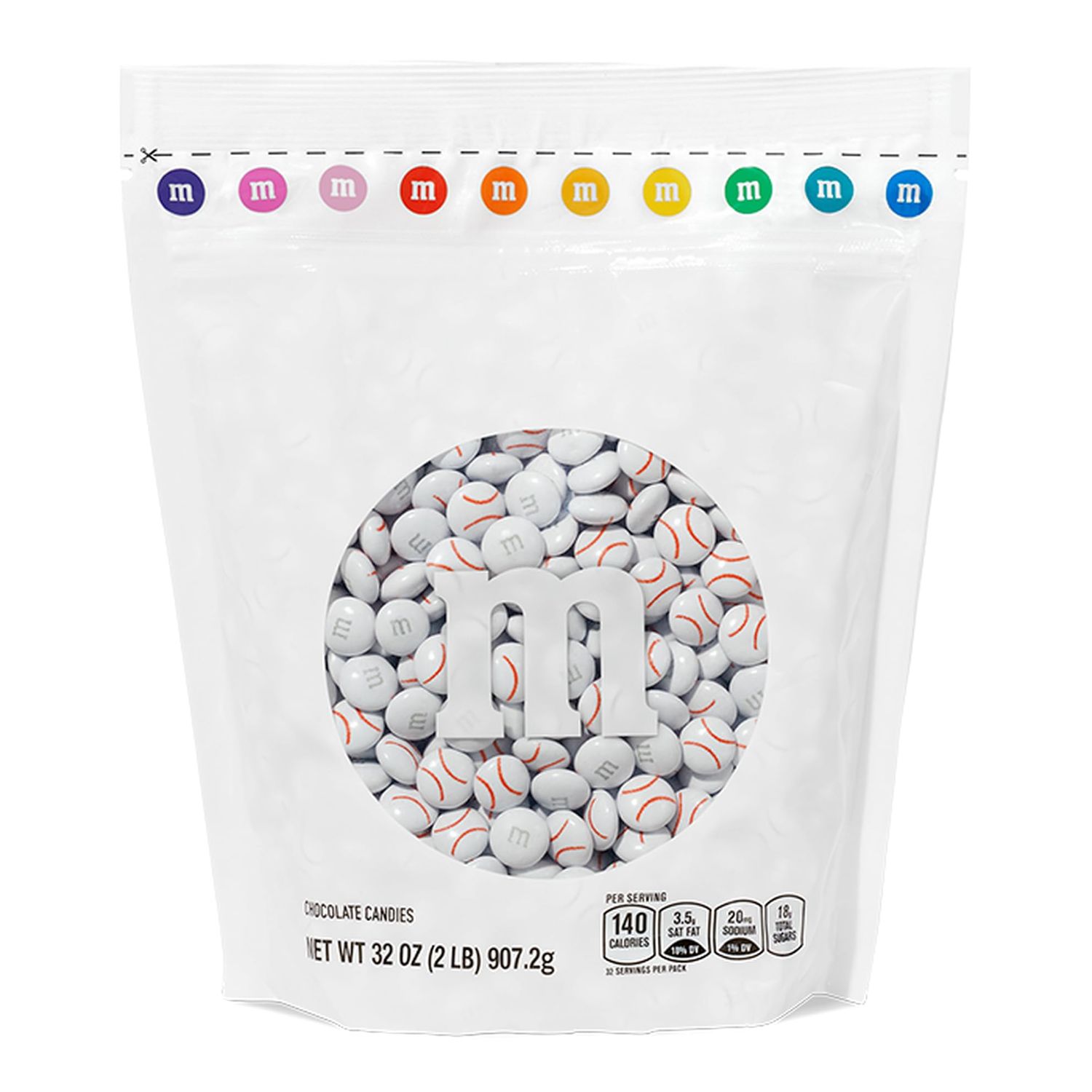 M&amp;M&#39;S Baseball Milk Chocolate Candies, 2 Pounds of Bulk Candy in Resealable Pack, Perfect for Birthday Parties, Baseball Party Decorations, Game Day, Family Gatherings, Baseball-Themed Parties