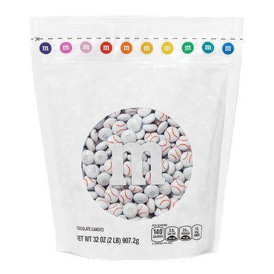 M&amp;M&#39;S Baseball Milk Chocolate Candies, 2 Pounds of Bulk Candy in Resealable Pack, Perfect for Birthday Parties, Baseball Party Decorations, Game Day, Family Gatherings, Baseball-Themed Parties