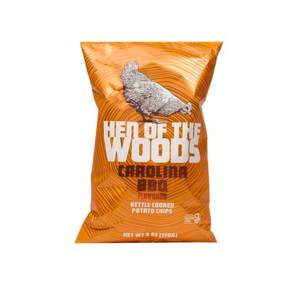 Hen of the Woods Kettle Cooked Potato Chips, Carolina BBQ Flavor, 6 Ounce Bag, 6-Pack