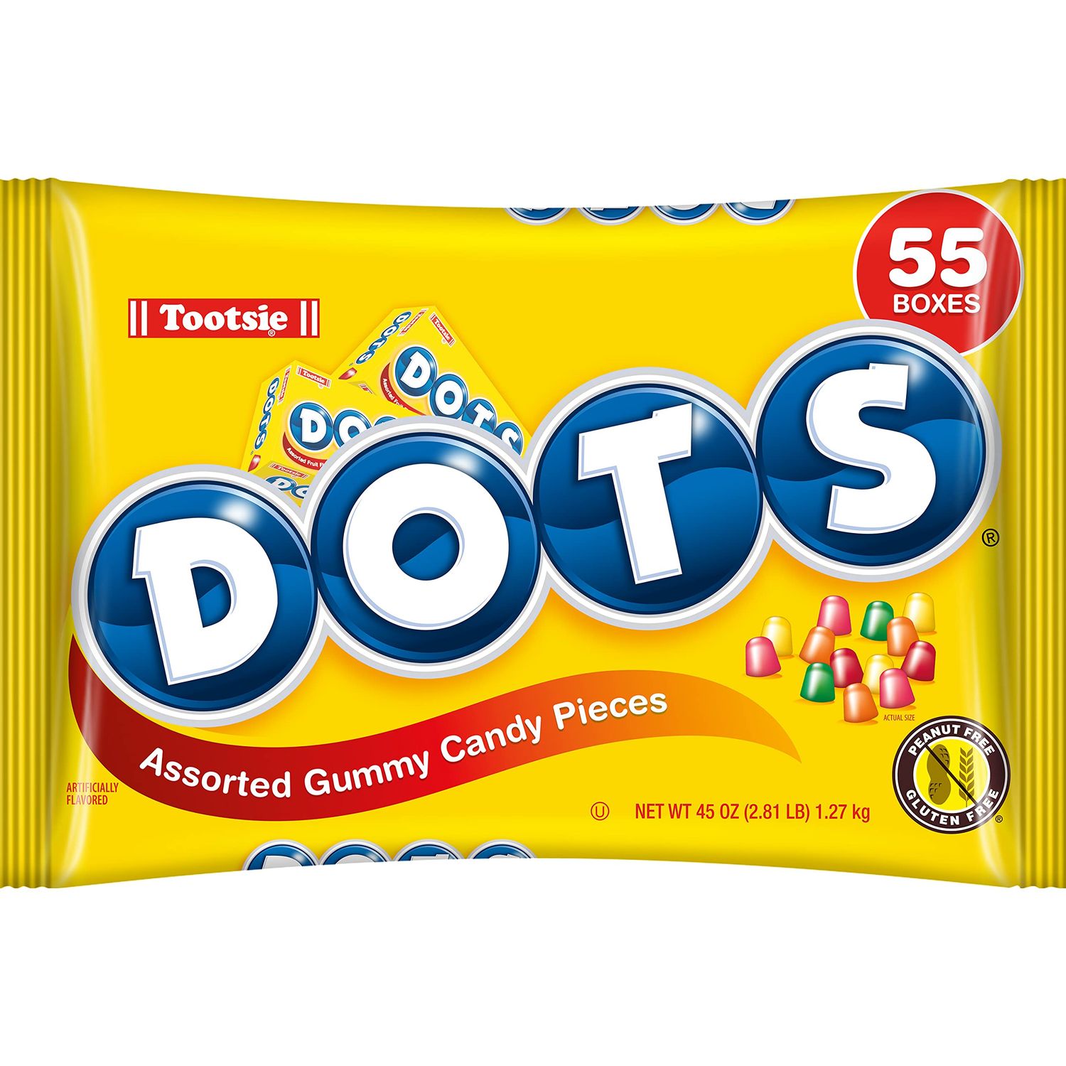 DOTS Individually Wrapped Candy - Original Gummy Candy 55 ct Mini Candy Boxes - Flavors Cherry, Lime, Orange, Lemon &amp; Strawberry - Gluten Free, Kosher &amp; Peanut Free Gumdrops