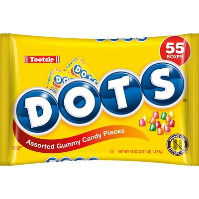 DOTS Individually Wrapped Candy - Original Gummy Candy 55 ct Mini Candy Boxes - Flavors Cherry, Lime, Orange, Lemon &amp; Strawberry - Gluten Free, Kosher &amp; Peanut Free Gumdrops