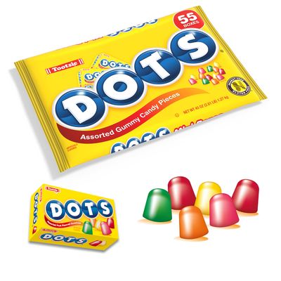 DOTS Individually Wrapped Candy - Original Gummy Candy 55 ct Mini Candy Boxes - Flavors Cherry, Lime, Orange, Lemon & Strawberry - Gluten Free, Kosher & Peanut Free Gumdrops