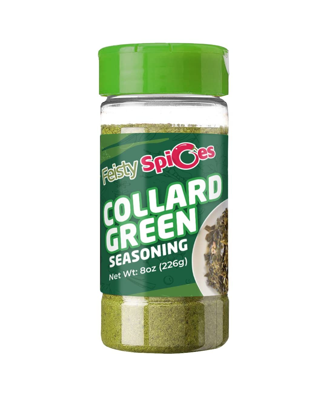 Feisty Spices Collard Green Seasoning, 8 oz Bottle, Fresh Herbs and Spices for Spinach, Turnips, Collards, Kale and Salads