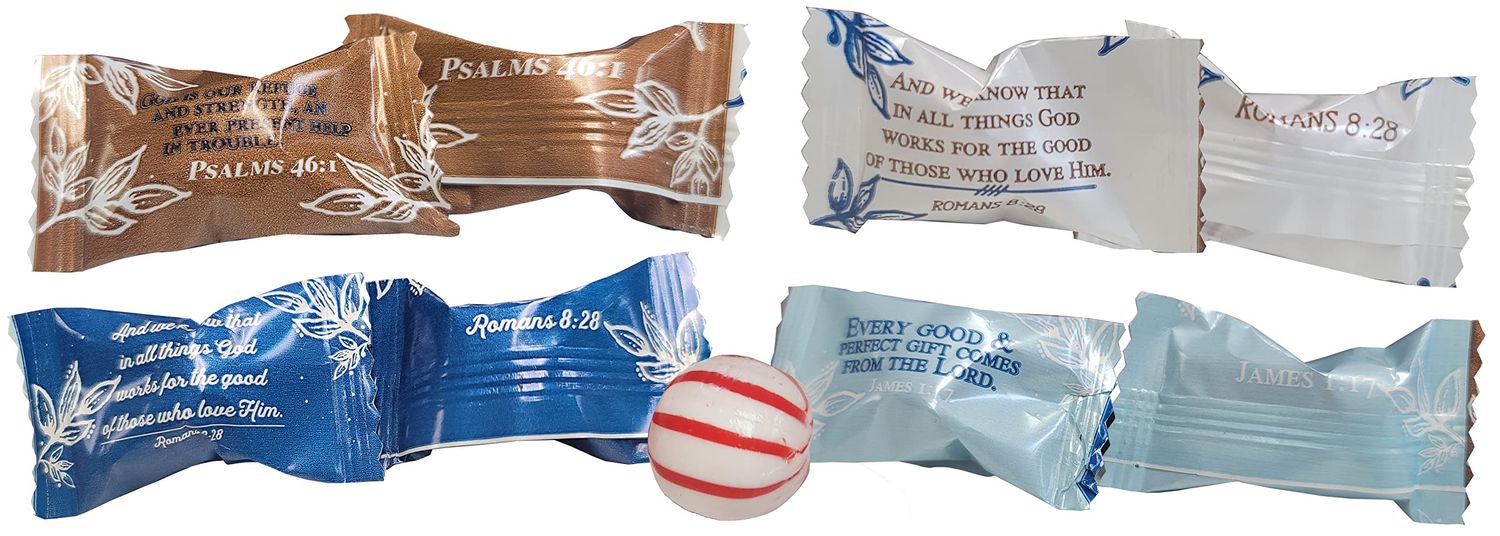 Bible Verse PEPPERMINTS 100 Count Bulk-Christian Inspired After Dinner Mint Candy