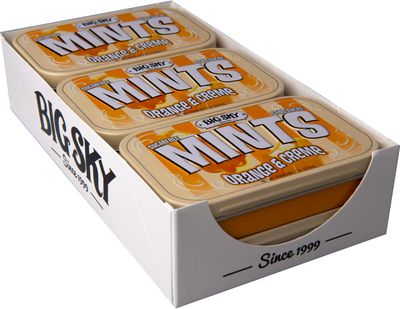 Big Sky Sugar Free Mints Orange & Cream | Sugarfree, No Artificial Colors or Flavors | Kosher Certified, Vegan, Gluten Free | Aspartame & Xylitol Free | 50 Count Tin (Pack of 6)
