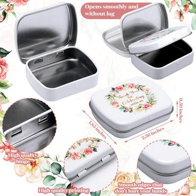 24 Pcs Wedding Mint Tins Bulk Small Tin Box with Lids Mini Rectangle Empty Hinged Tins Wedding Favor Thank You for Celebrating with Us Gifts for Bridal Shower Favor for Storage Candies Key Earring