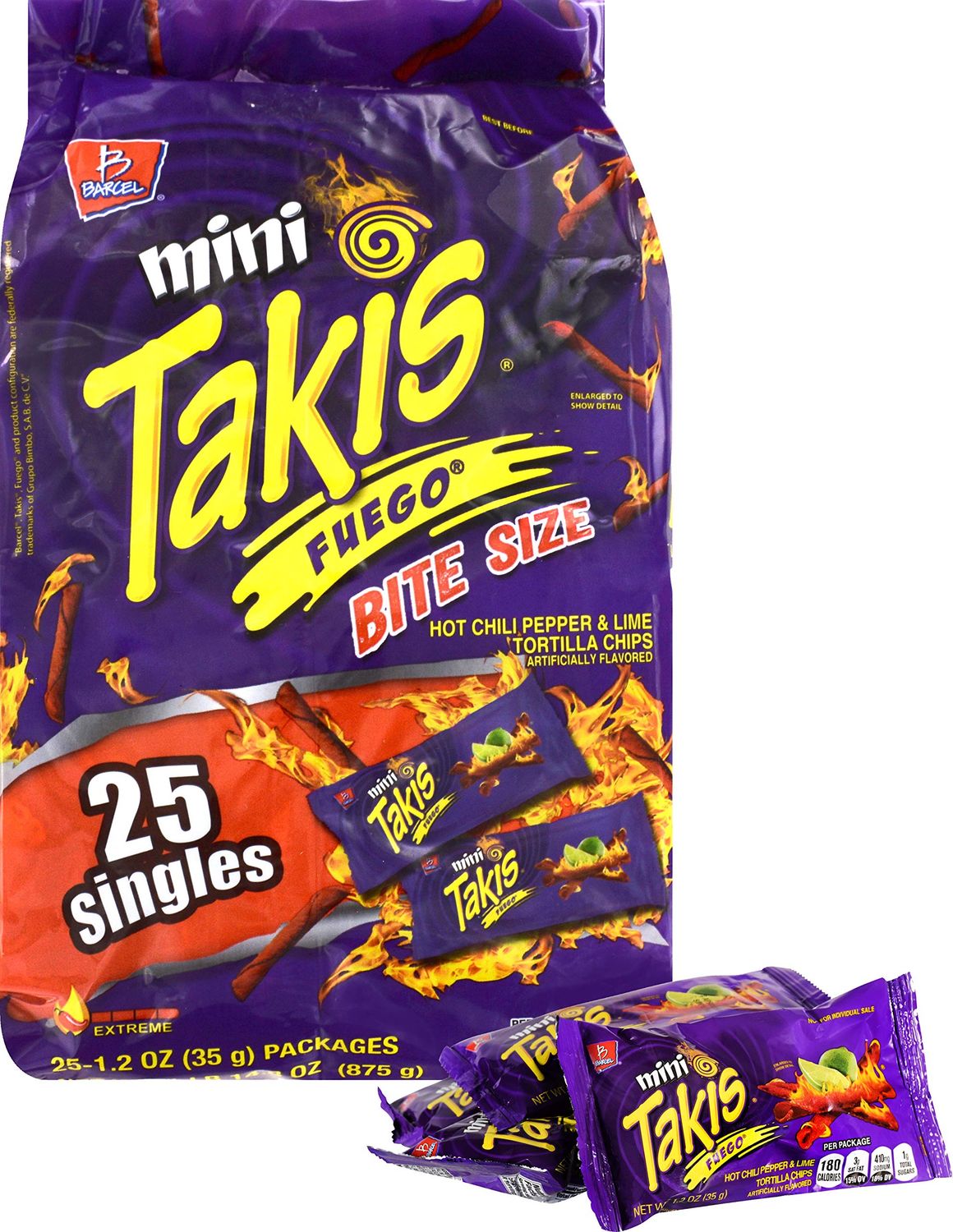 Product Of Barcel Takis , Mini Fuego Bag , Count 25 (1.2 oz) - Chips / Grab Varieties &amp; Flavors
