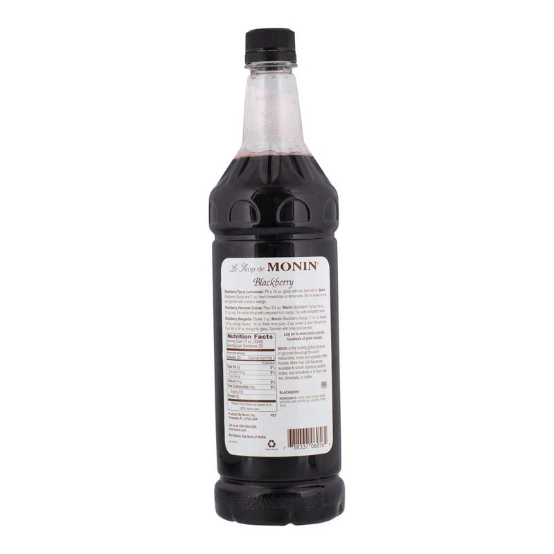 Monin - Blackberry Syrup, Delicious Berry Flavored Syrup, Cocktail Syrup, Authentic Flavor Drink Mix, Simple Syrup for Iced Tea, Lemonade, Cocktails, &amp; More, Clean Label, Gluten-Free (1 Liter)