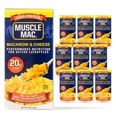 Muscle Mac High Protein Macaroni &amp; Cheese Dinner with Real Cheese, 20g of protein, 6.75 oz (Pack of 10)