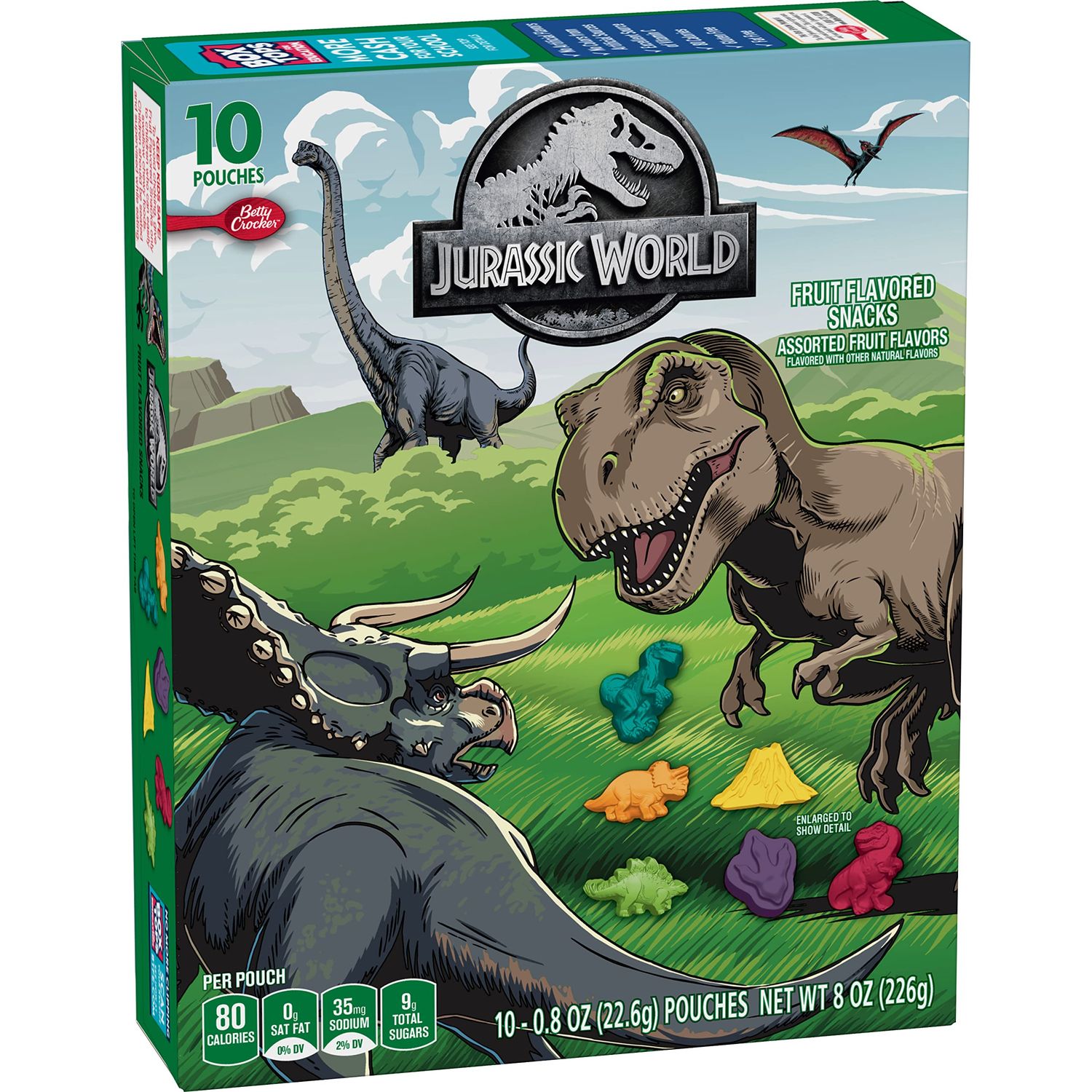 Jurassic World Fruit Flavored Snacks, Treat Pouches, Gluten Free Snack, 10 Ct, 8 oz