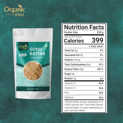 Organic Spree Gond Katira 250grams (8.81 oz) - Tragacanth Gum - Gomme adragante - Goma Tragacanto - (8.81 oz) Pure and Natural