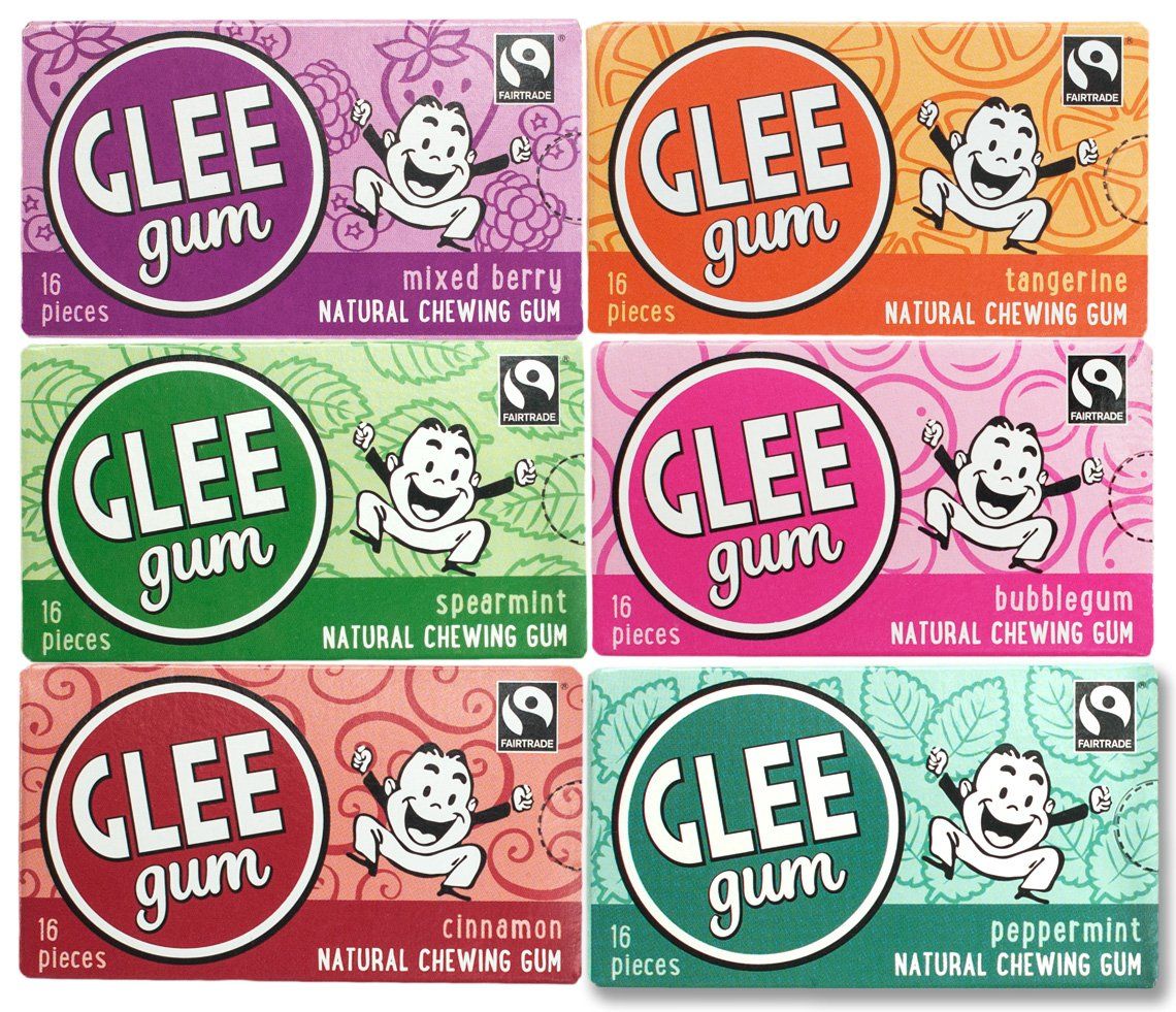 Glee Gum All Natural Variety Gum Pack, Non GMO Project Verified, Eco Friendly, 16 Piece Box (Pack of 12)