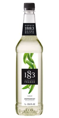 1883 Peppermint Syrup - Flavored Syrup for Hot &amp; Iced Beverages - Gluten-Free, Vegan, Non-GMO, Kosher, Preservative-Free, Made in France | Plastic Bottle 1 Liter (33.8 Fl Oz)