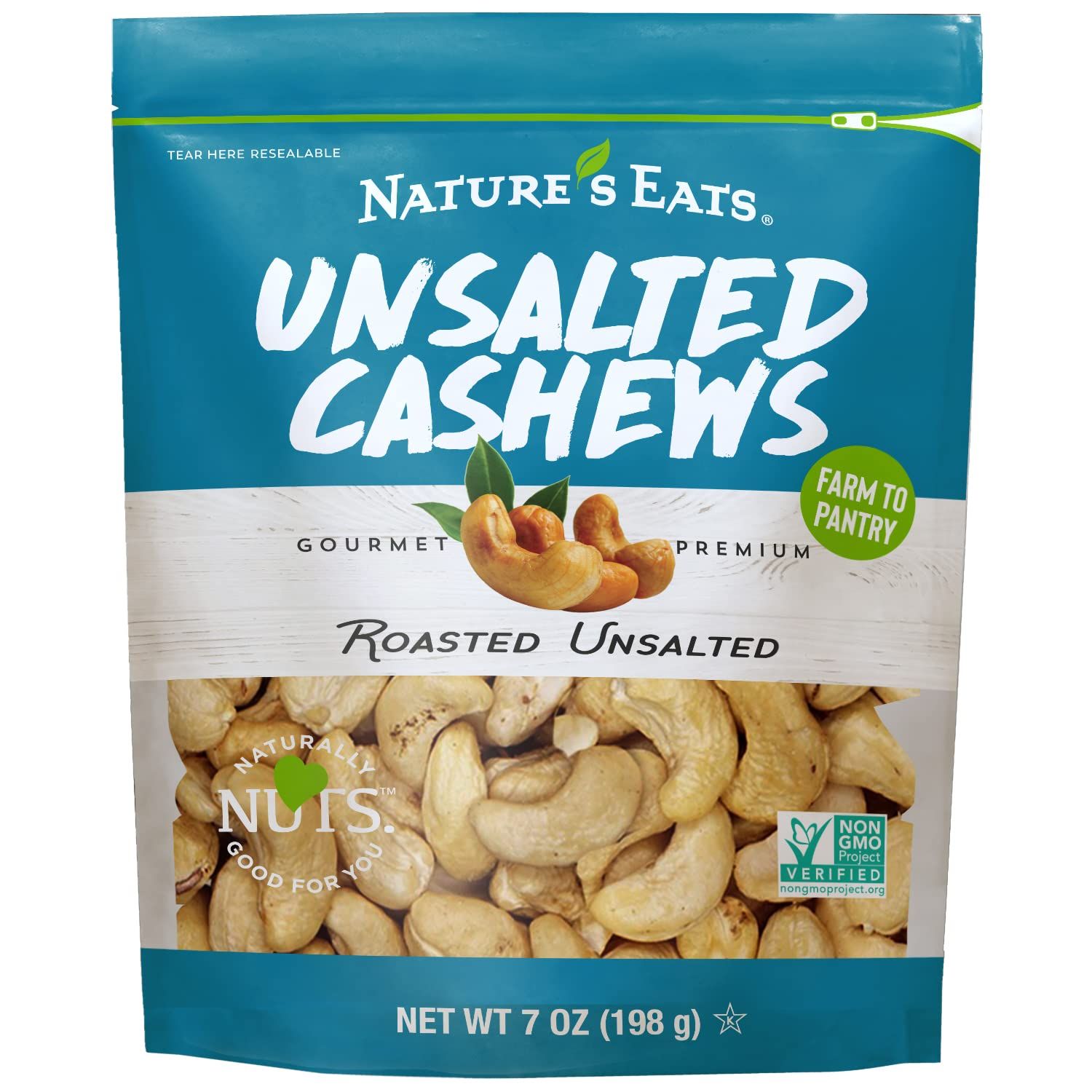 Nature&#39;s Eats Cashews Roasted No Salt, 7 Oz