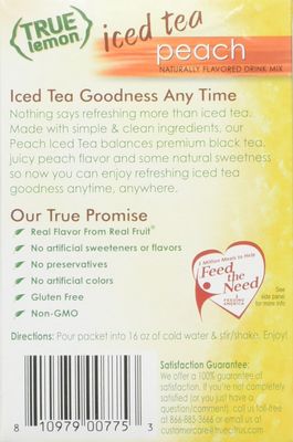 PEACH ICED TEA MIX by TRUE LEMON | Instant Powdered Drink Packets That Quench YOUR Thirst, Kit Includes 4 Boxes of Mouth Watering True Citrus PEACH (ICED TEA) 6 Count (Pack of 4)