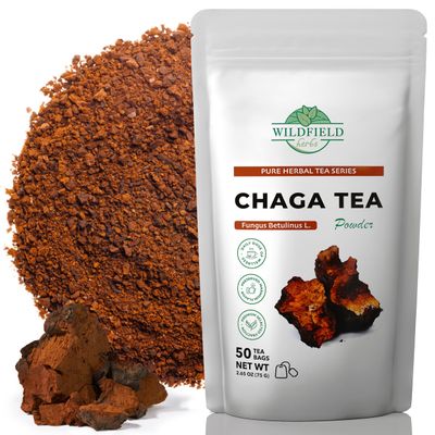50 Bags Chaga Tea Chaga Mushroom Tea Herbal (Inonotus obliquus) - 50 Count 1.5g Tea Bags Chaga Herb Tea