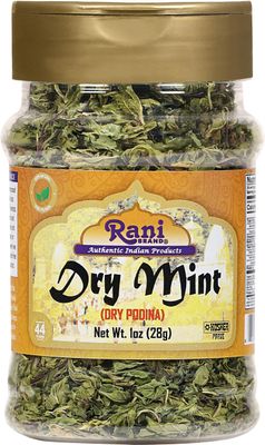 Rani Dry Mint Leaves (Podina Leaf) Spice, Dried Herb 1oz (28g) PET Jar ~ All Natural | Gluten Friendly | NON-GMO | Kosher | Vegan | Indian Origin