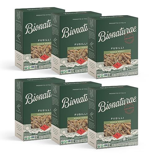 Bionaturae Fusilli Pasta Noodles - Whole Wheat Pasta, Kosher Certified, High Protein, Non-GMO Verified, USDA Certified, Whole Wheat Fusilli, Fusilli Pasta Organic, Crafted in Italy - 16 Oz