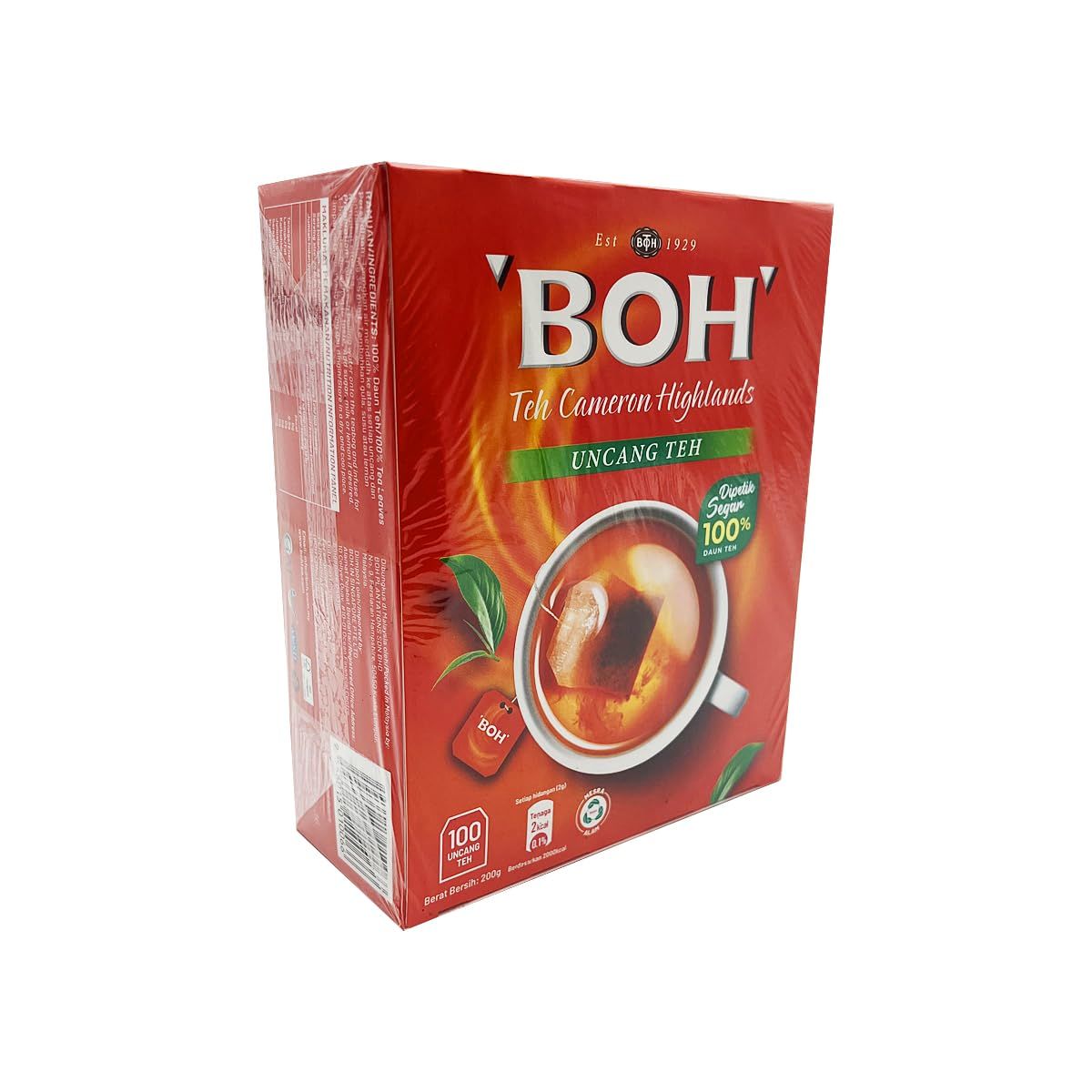 BOH Tea Malaysia Classic Cameron Highlands Tea (100 Teabags) Halal Teatime Instant Drinks 200g (7.05 oz)