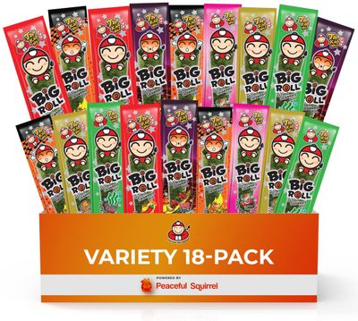 Peaceful Squirrel Variety Tao Kae Noi Big Rolls Seaweed 18Pack Variety of 6 Flavors 01 Oz