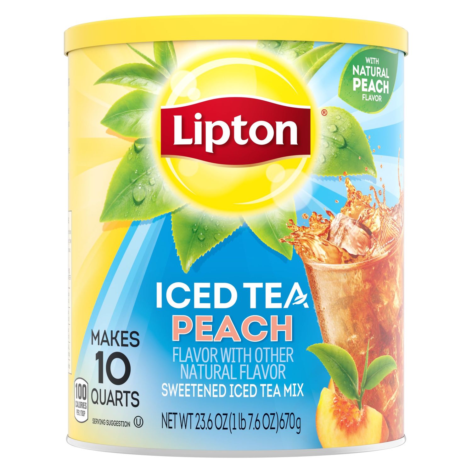Lipton Iced Tea Mix, Peach Sweetened Iced Tea, Makes 10 Quarts