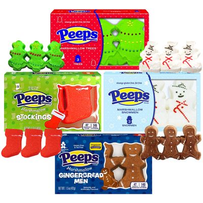 Marshmallow Candy Christmas Packs, Sugar Coated Character Shaped Marshmallows, Pack of 4